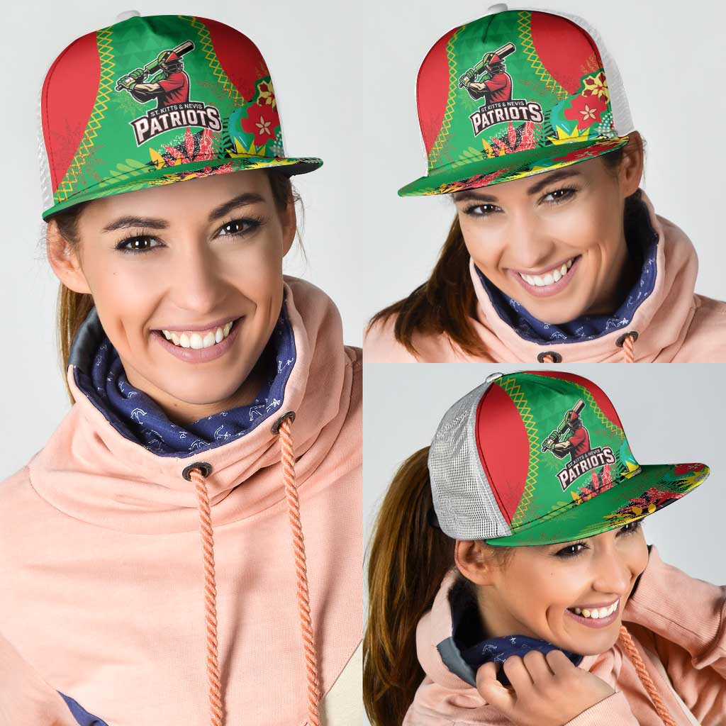Caribbean Cricket St Kitts and Nevis Mesh Trucker Cap Two Islands One Fire Patriots Crown 2025 - Green - Wonder Print Shop