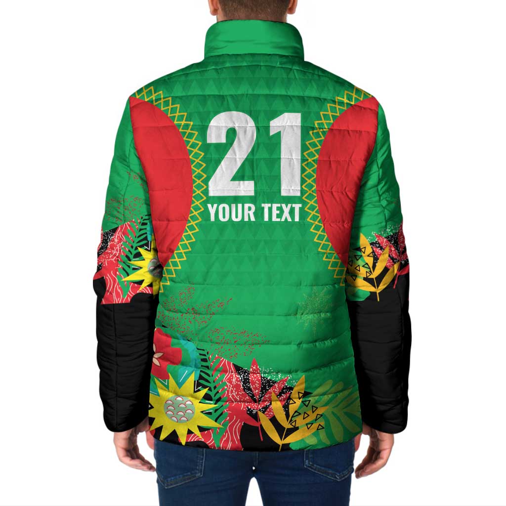 Custom Caribbean Cricket St Kitts and Nevis Padded Jacket Two Islands One Fire Patriots Crown 2025 - Green - Wonder Print Shop