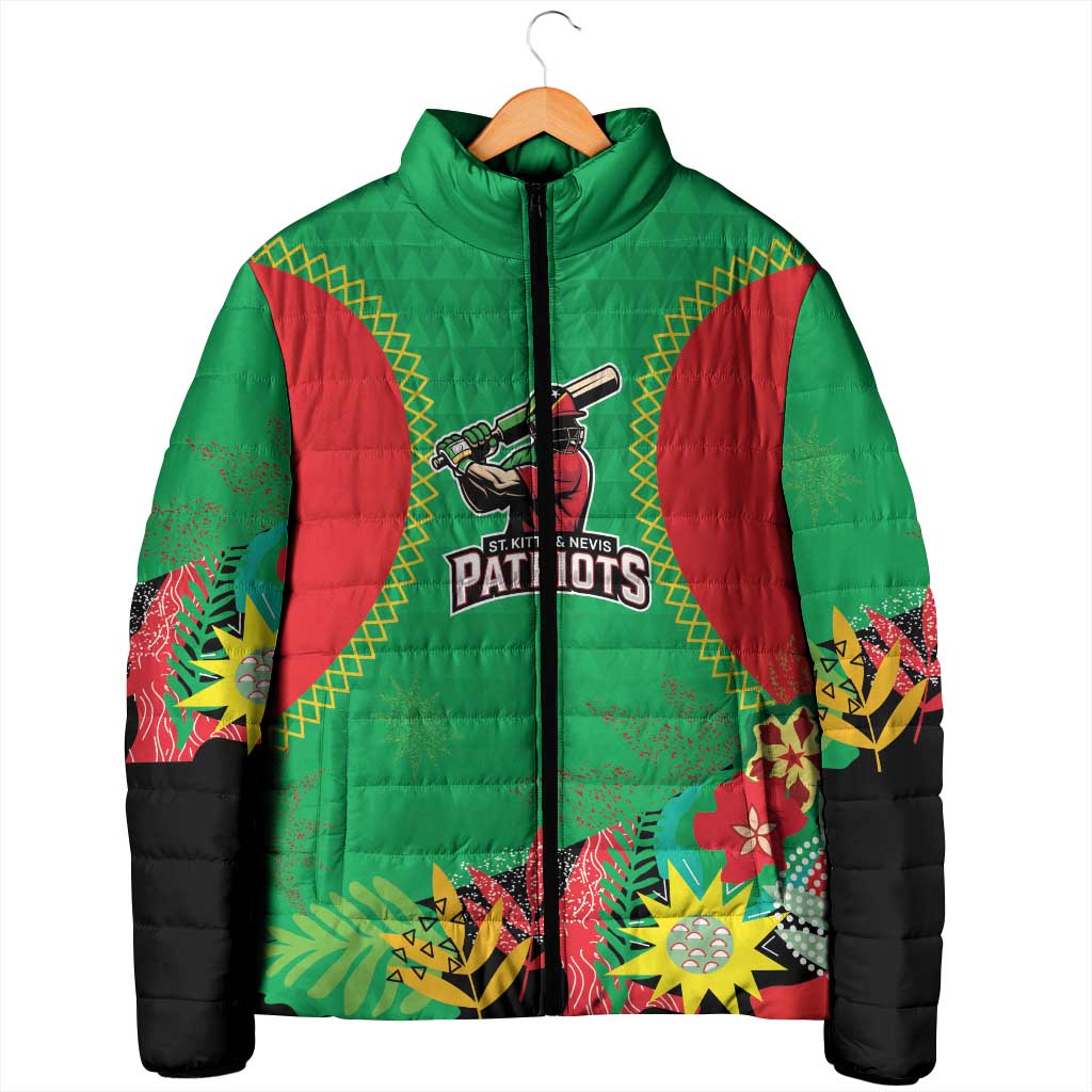 Custom Caribbean Cricket St Kitts and Nevis Padded Jacket Two Islands One Fire Patriots Crown 2025 - Green - Wonder Print Shop