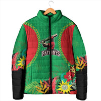 Custom Caribbean Cricket St Kitts and Nevis Padded Jacket Two Islands One Fire Patriots Crown 2025 - Green - Wonder Print Shop