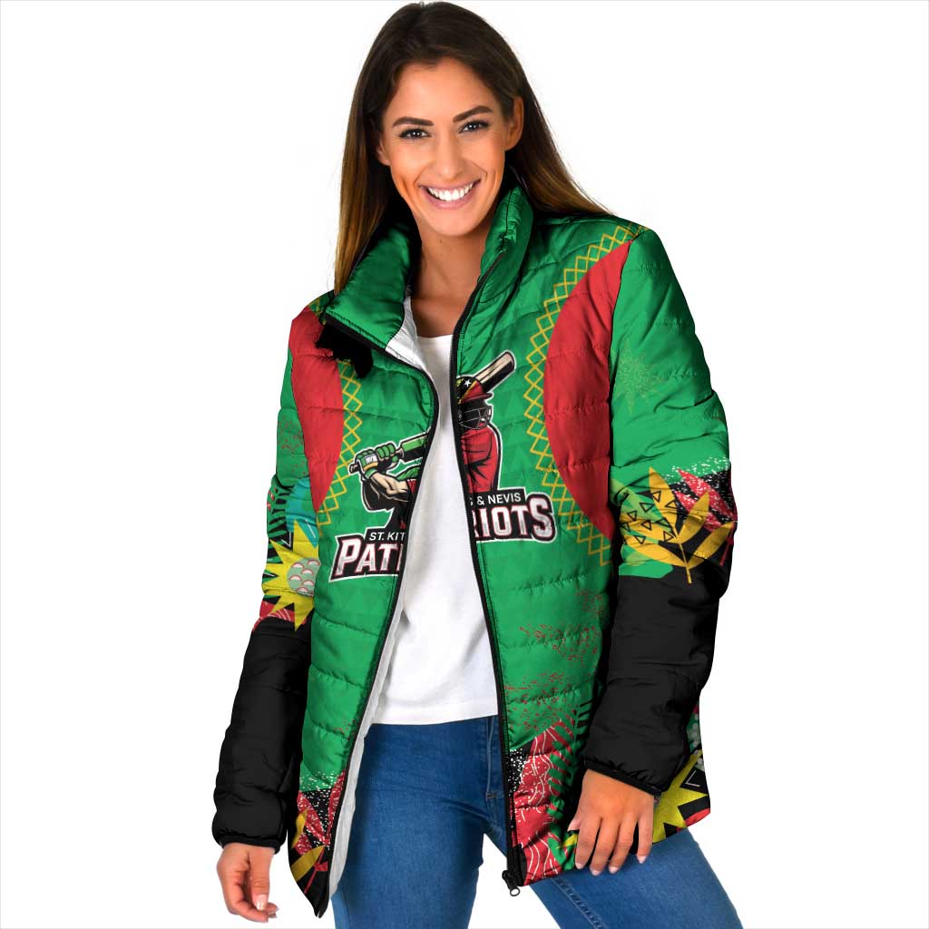 Custom Caribbean Cricket St Kitts and Nevis Padded Jacket Two Islands One Fire Patriots Crown 2025 - Green - Wonder Print Shop