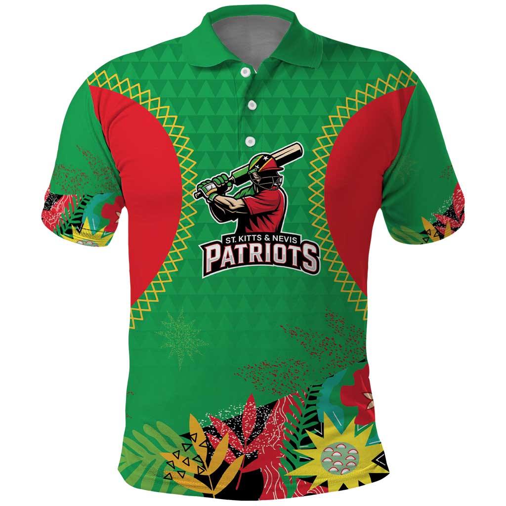 Custom Caribbean Cricket St Kitts and Nevis Polo Shirt Two Islands One Fire Patriots Crown 2025 - Green - Wonder Print Shop