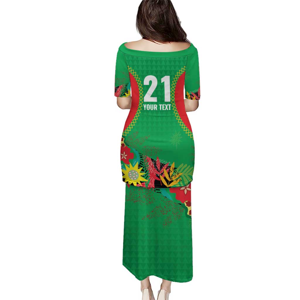 Custom Caribbean Cricket St Kitts and Nevis Puletasi Two Islands One Fire Patriots Crown 2025 - Green - Wonder Print Shop