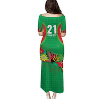 Custom Caribbean Cricket St Kitts and Nevis Puletasi Two Islands One Fire Patriots Crown 2025 - Green - Wonder Print Shop