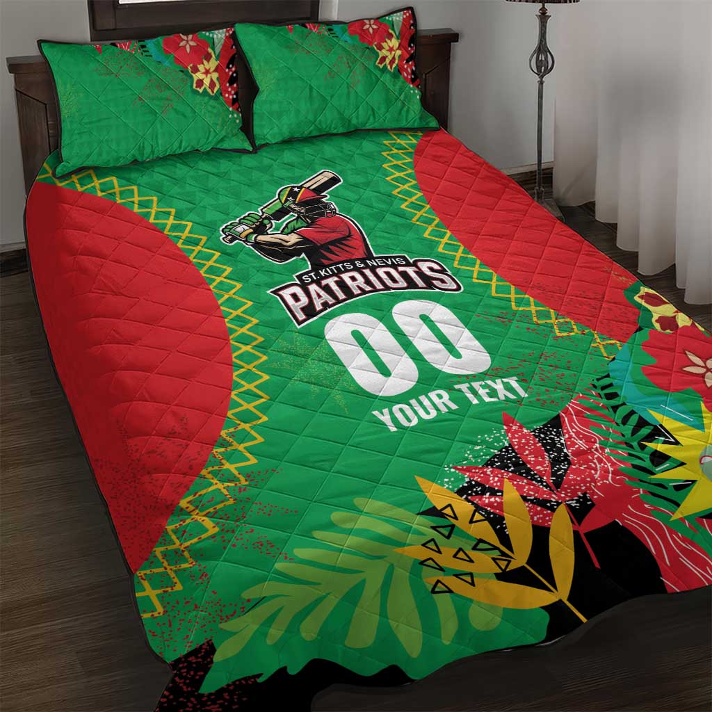 Custom Caribbean Cricket St Kitts and Nevis Quilt Bed Set Two Islands One Fire Patriots Crown 2025 - Green - Wonder Print Shop