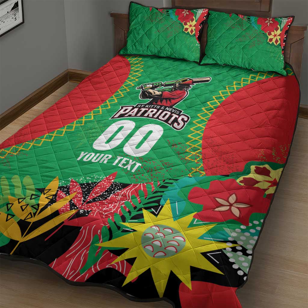 Custom Caribbean Cricket St Kitts and Nevis Quilt Bed Set Two Islands One Fire Patriots Crown 2025 - Green - Wonder Print Shop