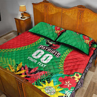 Custom Caribbean Cricket St Kitts and Nevis Quilt Bed Set Two Islands One Fire Patriots Crown 2025 - Green - Wonder Print Shop