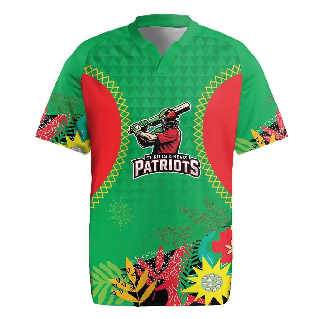 Custom Caribbean Cricket St Kitts and Nevis Rugby Jersey Two Islands One Fire Patriots Crown 2025 - Green - Wonder Print Shop