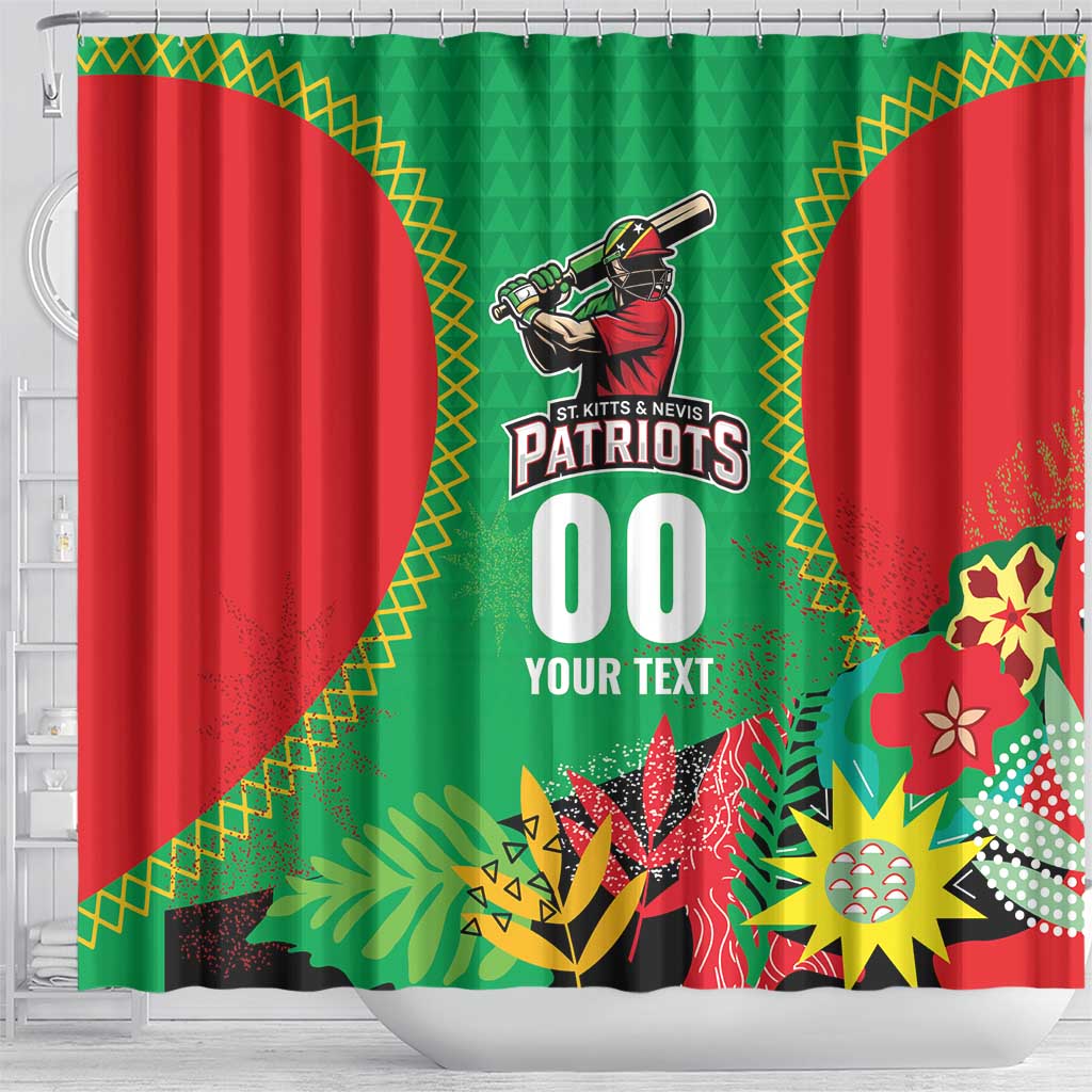 Custom Caribbean Cricket St Kitts and Nevis Shower Curtain Two Islands One Fire Patriots Crown 2025 - Green - Wonder Print Shop