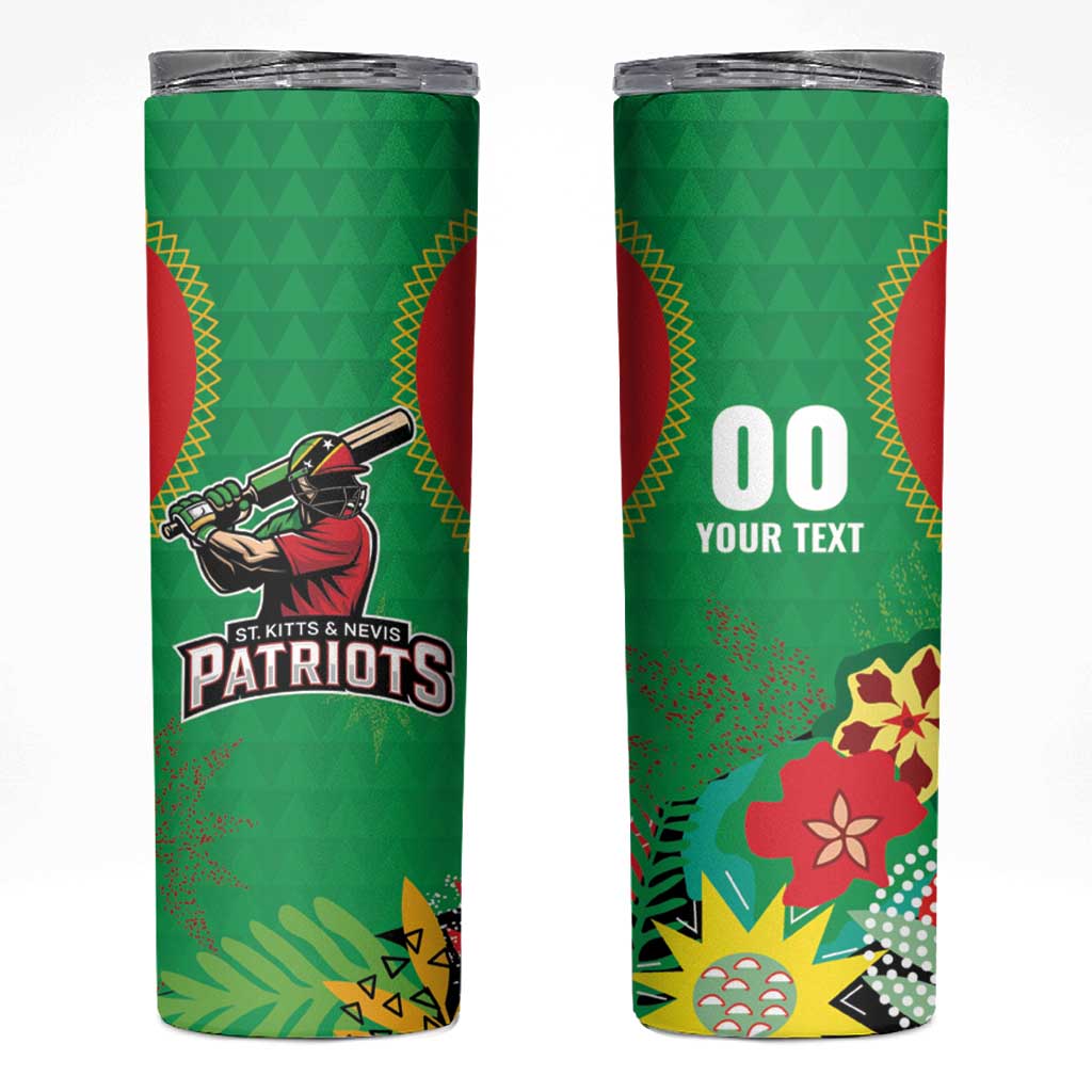 Custom Caribbean Cricket St Kitts and Nevis Skinny Tumbler Two Islands One Fire Patriots Crown 2025 - Green - Wonder Print Shop