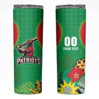 Custom Caribbean Cricket St Kitts and Nevis Skinny Tumbler Two Islands One Fire Patriots Crown 2025 - Green - Wonder Print Shop