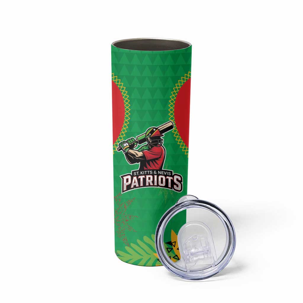 Custom Caribbean Cricket St Kitts and Nevis Skinny Tumbler Two Islands One Fire Patriots Crown 2025 - Green - Wonder Print Shop