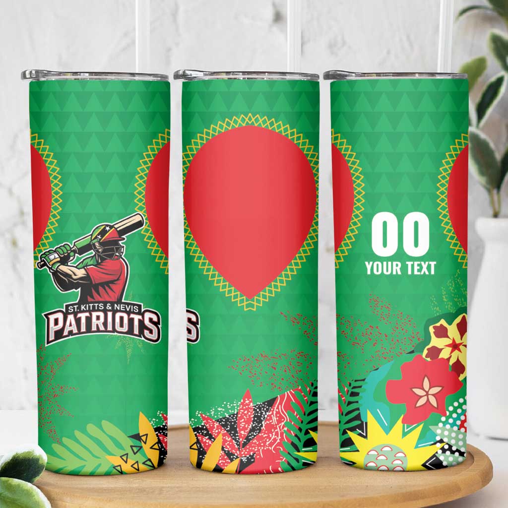 Custom Caribbean Cricket St Kitts and Nevis Skinny Tumbler Two Islands One Fire Patriots Crown 2025 - Green - Wonder Print Shop