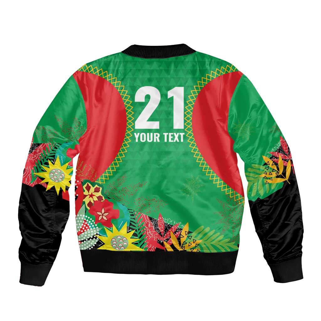 Custom Caribbean Cricket St Kitts and Nevis Sleeve Zip Bomber Jacket Two Islands One Fire Patriots Crown 2025 - Green - Wonder Print Shop