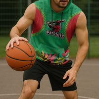 Custom Caribbean Cricket St Kitts and Nevis Sleeveless Hoodie Two Islands One Fire Patriots Crown 2025 - Green - Wonder Print Shop