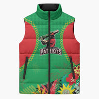 Custom Caribbean Cricket St Kitts and Nevis Sleeveless Puffer Jacket Two Islands One Fire Patriots Crown 2025 - Green - Wonder Print Shop