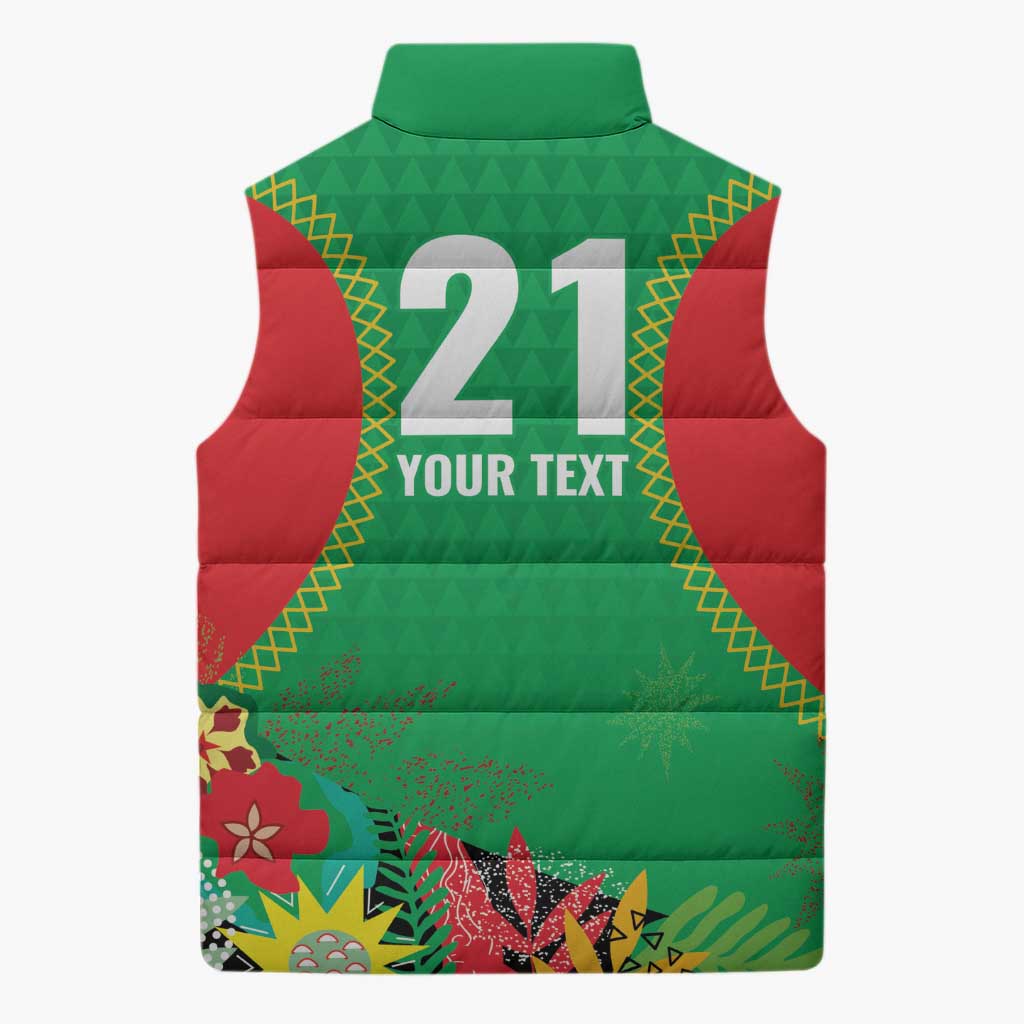 Custom Caribbean Cricket St Kitts and Nevis Sleeveless Puffer Jacket Two Islands One Fire Patriots Crown 2025 - Green - Wonder Print Shop