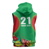 Custom Caribbean Cricket St Kitts and Nevis Sleeveless Zip Hoodie Two Islands One Fire Patriots Crown 2025 - Green - Wonder Print Shop