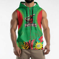 Custom Caribbean Cricket St Kitts and Nevis Sleeveless Zip Hoodie Two Islands One Fire Patriots Crown 2025 - Green - Wonder Print Shop