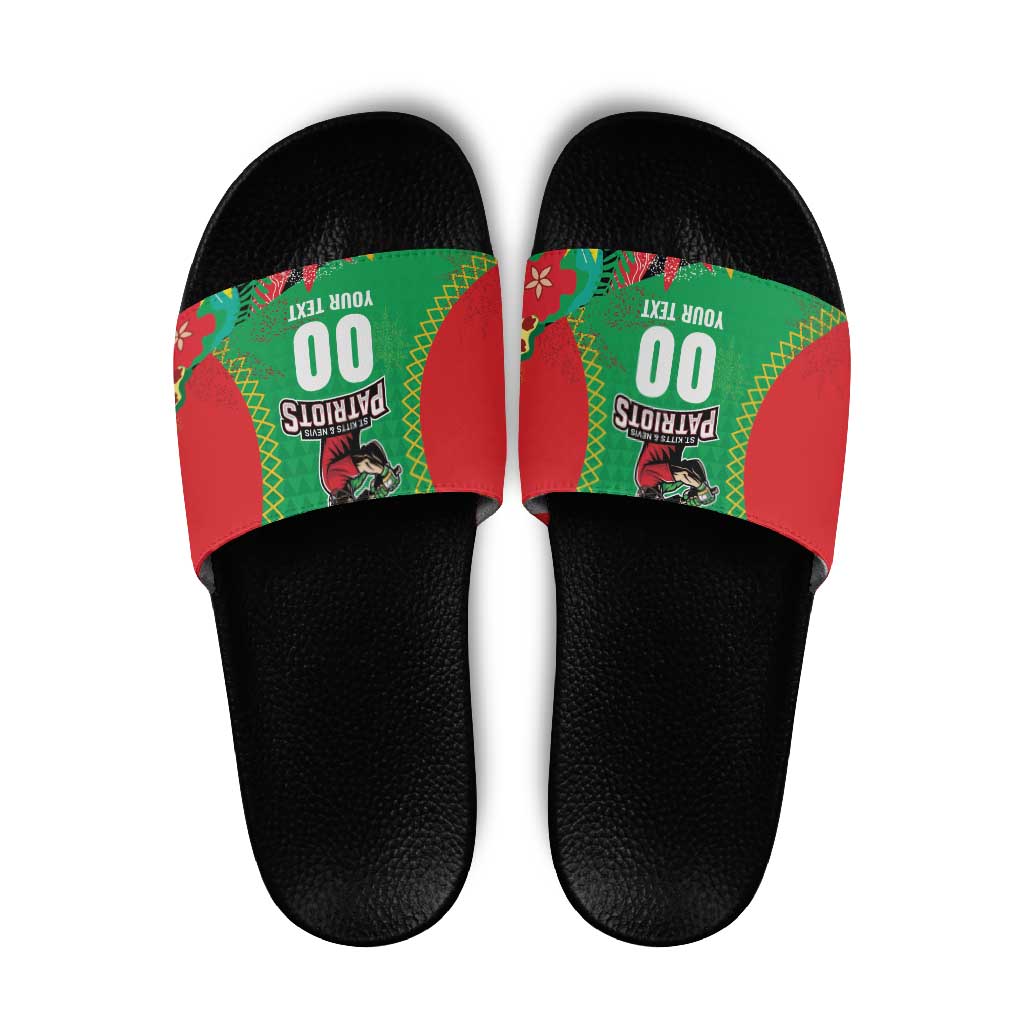 Custom Caribbean Cricket St Kitts and Nevis Slide Sandals Two Islands One Fire Patriots Crown 2025 - Green - Wonder Print Shop