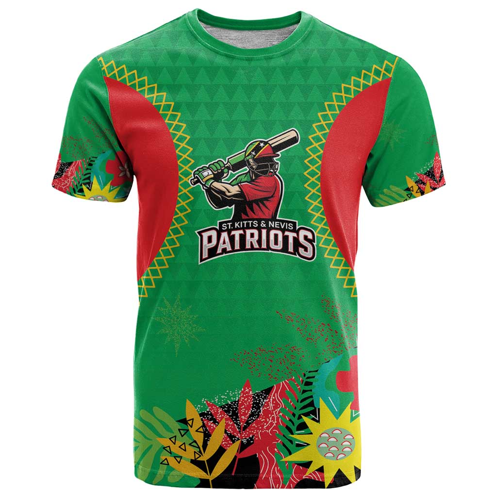 Custom Caribbean Cricket St Kitts and Nevis T Shirt Two Islands One Fire Patriots Crown 2025 - Green - Wonder Print Shop