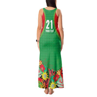 Custom Caribbean Cricket St Kitts and Nevis Tank Maxi Dress Two Islands One Fire Patriots Crown 2025 - Green - Wonder Print Shop