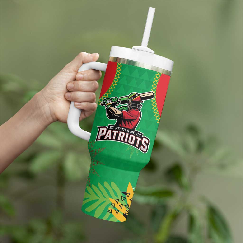 Custom Caribbean Cricket St Kitts and Nevis Tumbler With Handle Two Islands One Fire Patriots Crown 2025 - Green - Wonder Print Shop