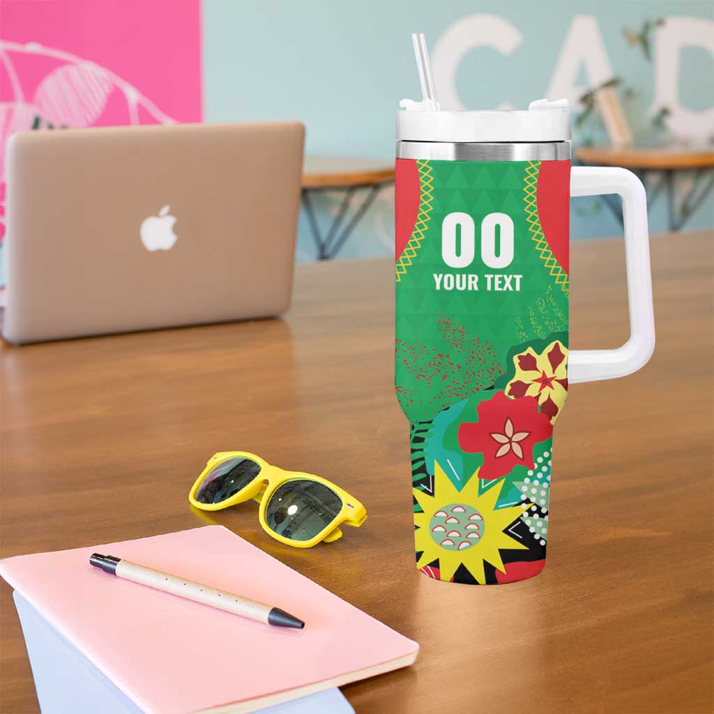 Custom Caribbean Cricket St Kitts and Nevis Tumbler With Handle Two Islands One Fire Patriots Crown 2025 - Green - Wonder Print Shop