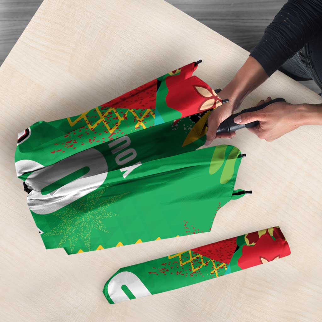 Custom Caribbean Cricket St Kitts and Nevis Umbrella Two Islands One Fire Patriots Crown 2025 - Green - Wonder Print Shop