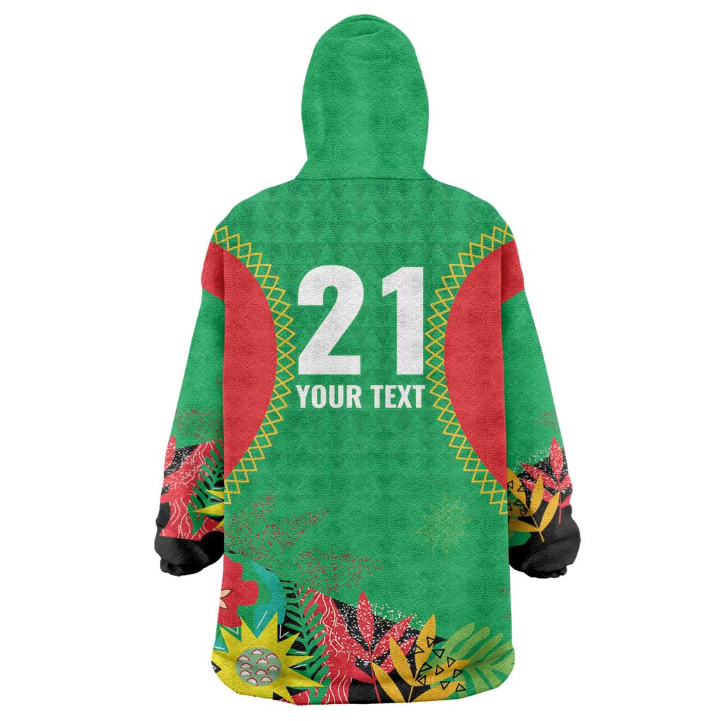 Custom Caribbean Cricket St Kitts and Nevis Wearable Blanket Hoodie Two Islands One Fire Patriots Crown 2025 - Green - Wonder Print Shop