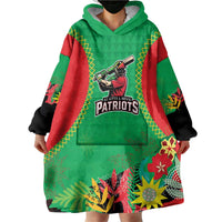 Custom Caribbean Cricket St Kitts and Nevis Wearable Blanket Hoodie Two Islands One Fire Patriots Crown 2025 - Green - Wonder Print Shop