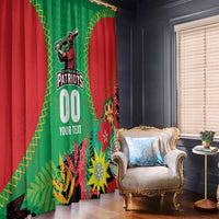 Custom Caribbean Cricket St Kitts and Nevis Window Curtain Two Islands One Fire Patriots Crown 2025 - Green - Wonder Print Shop