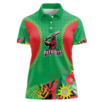 Custom Caribbean Cricket St Kitts and Nevis Women Polo Shirt Two Islands One Fire Patriots Crown 2025 - Green - Wonder Print Shop