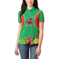 Custom Caribbean Cricket St Kitts and Nevis Women Polo Shirt Two Islands One Fire Patriots Crown 2025 - Green - Wonder Print Shop