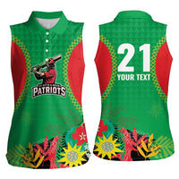 Custom Caribbean Cricket St Kitts and Nevis Women Sleeveless Polo Shirt Two Islands One Fire Patriots Crown 2025 - Green - Wonder Print Shop