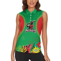 Custom Caribbean Cricket St Kitts and Nevis Women Sleeveless Polo Shirt Two Islands One Fire Patriots Crown 2025 - Green - Wonder Print Shop