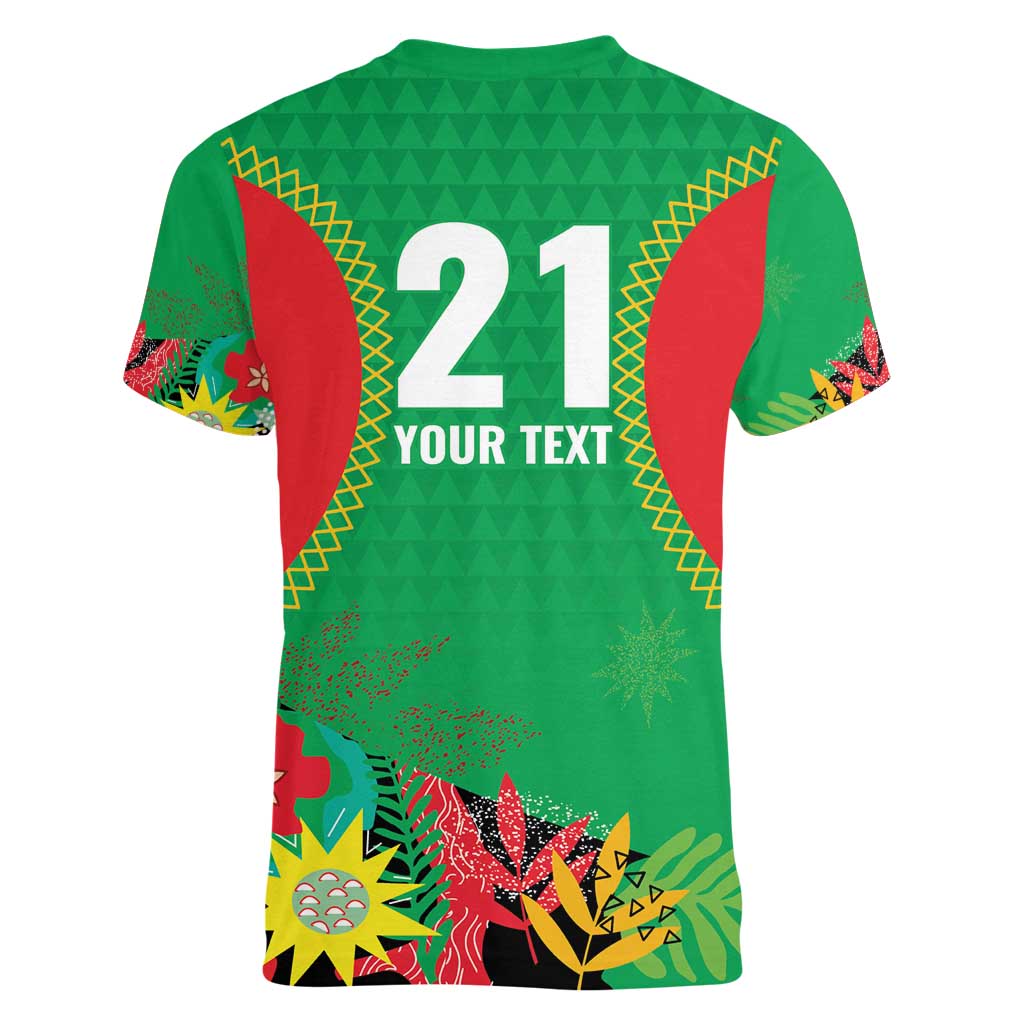 Custom Caribbean Cricket St Kitts and Nevis Women V-Neck T-Shirt Two Islands One Fire Patriots Crown 2025 - Green - Wonder Print Shop