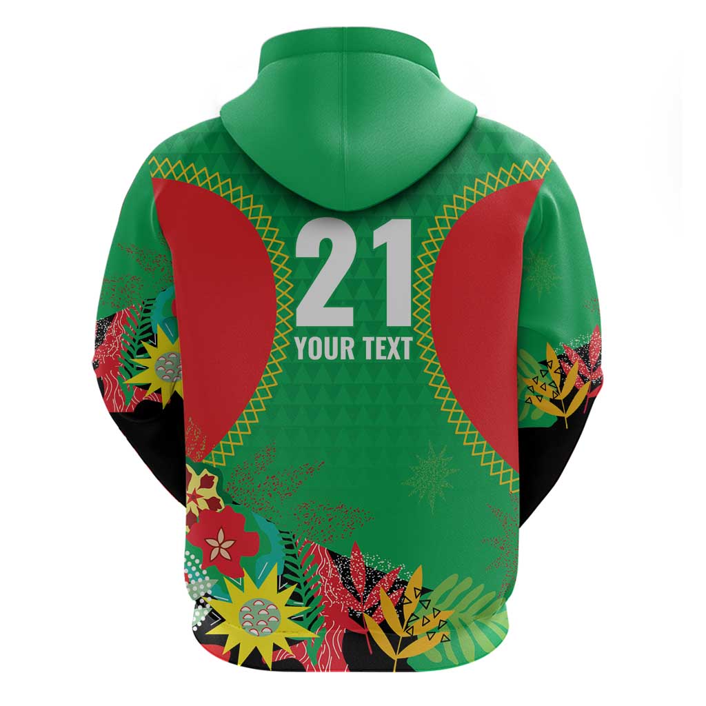 Custom Caribbean Cricket St Kitts and Nevis Zip Hoodie Two Islands One Fire Patriots Crown 2025 - Green - Wonder Print Shop