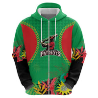 Custom Caribbean Cricket St Kitts and Nevis Zip Hoodie Two Islands One Fire Patriots Crown 2025 - Green - Wonder Print Shop