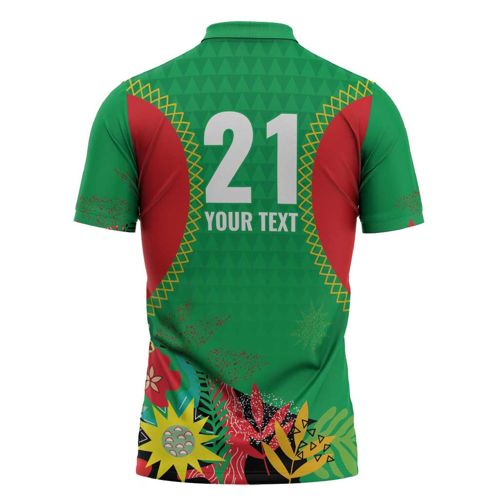 Custom Caribbean Cricket St Kitts and Nevis Zipper Polo Shirt Two Islands One Fire Patriots Crown 2025 - Green - Wonder Print Shop