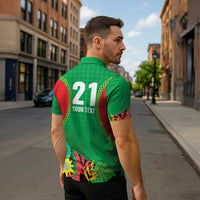 Custom Caribbean Cricket St Kitts and Nevis Zipper Polo Shirt Two Islands One Fire Patriots Crown 2025 - Green - Wonder Print Shop