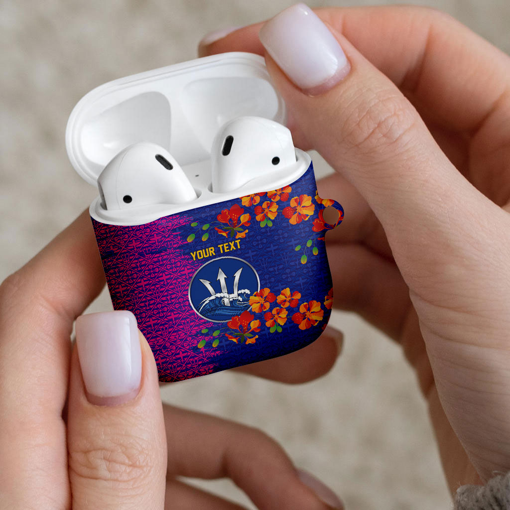 Custom Women’s Cricket Barbados Floral Series AirPods Case Blue Pink Pride of Barbados
