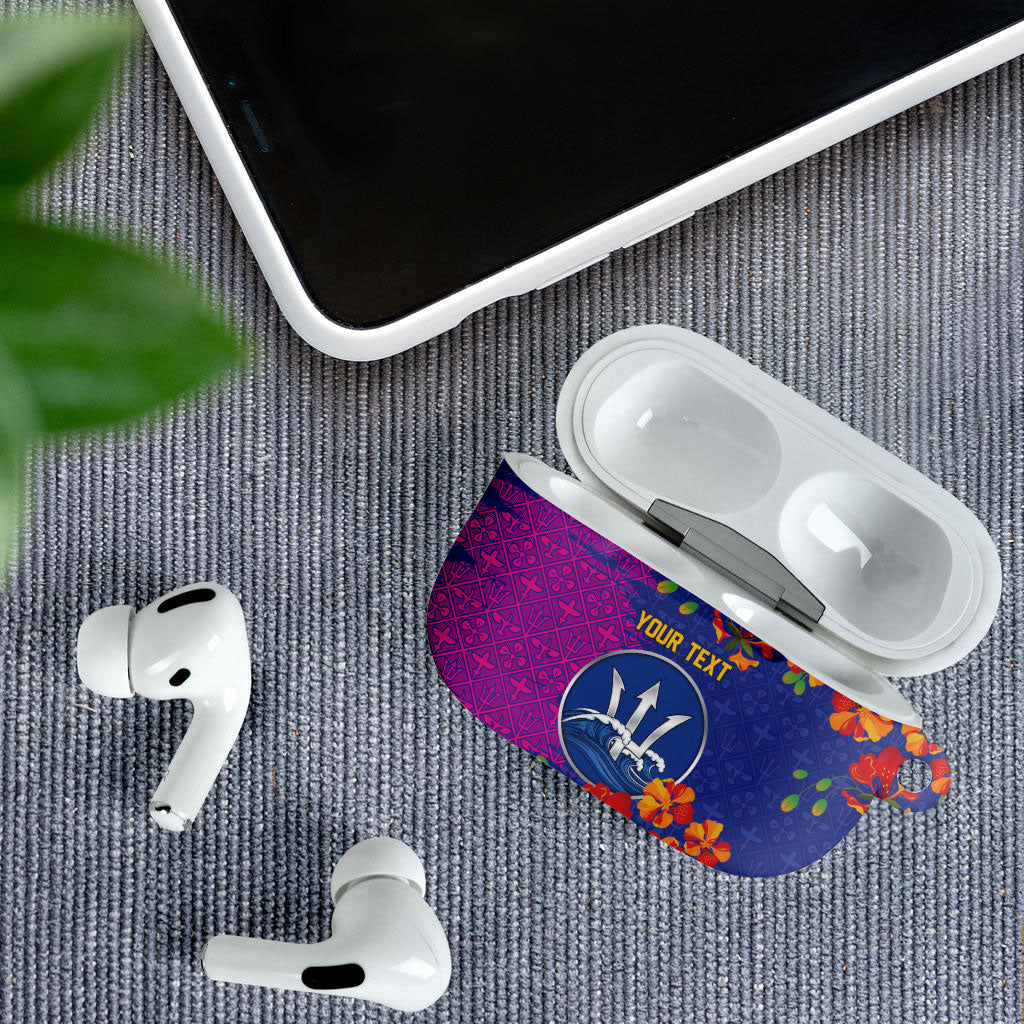 Custom Women’s Cricket Barbados Floral Series AirPods Case Blue Pink Pride of Barbados