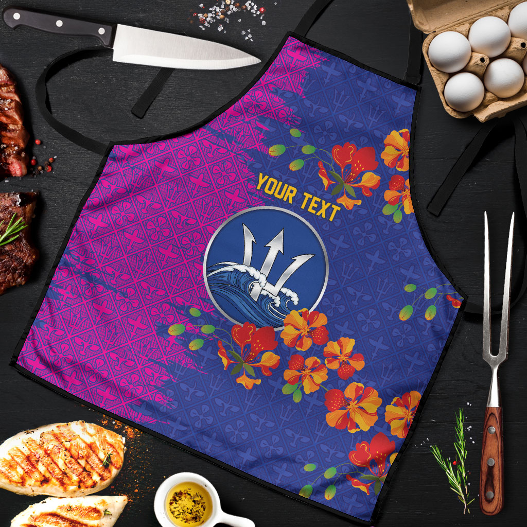 Custom Women’s Cricket Barbados Floral Series Apron Blue Pink Pride of Barbados