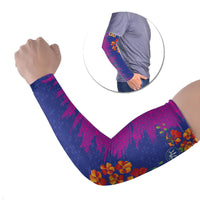 Custom Women’s Cricket Barbados Floral Series Arm Sleeves Blue Pink Pride of Barbados