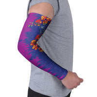 Custom Women’s Cricket Barbados Floral Series Arm Sleeves Blue Pink Pride of Barbados