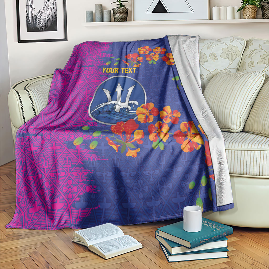 Custom Women’s Cricket Barbados Floral Series Blanket Blue Pink Pride of Barbados
