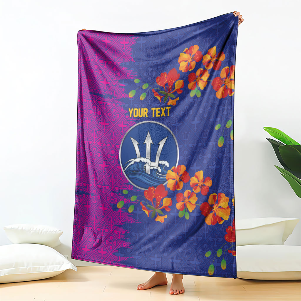 Custom Women’s Cricket Barbados Floral Series Blanket Blue Pink Pride of Barbados