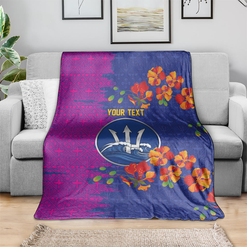 Custom Women’s Cricket Barbados Floral Series Blanket Blue Pink Pride of Barbados
