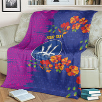 Custom Women’s Cricket Barbados Floral Series Blanket Blue Pink Pride of Barbados